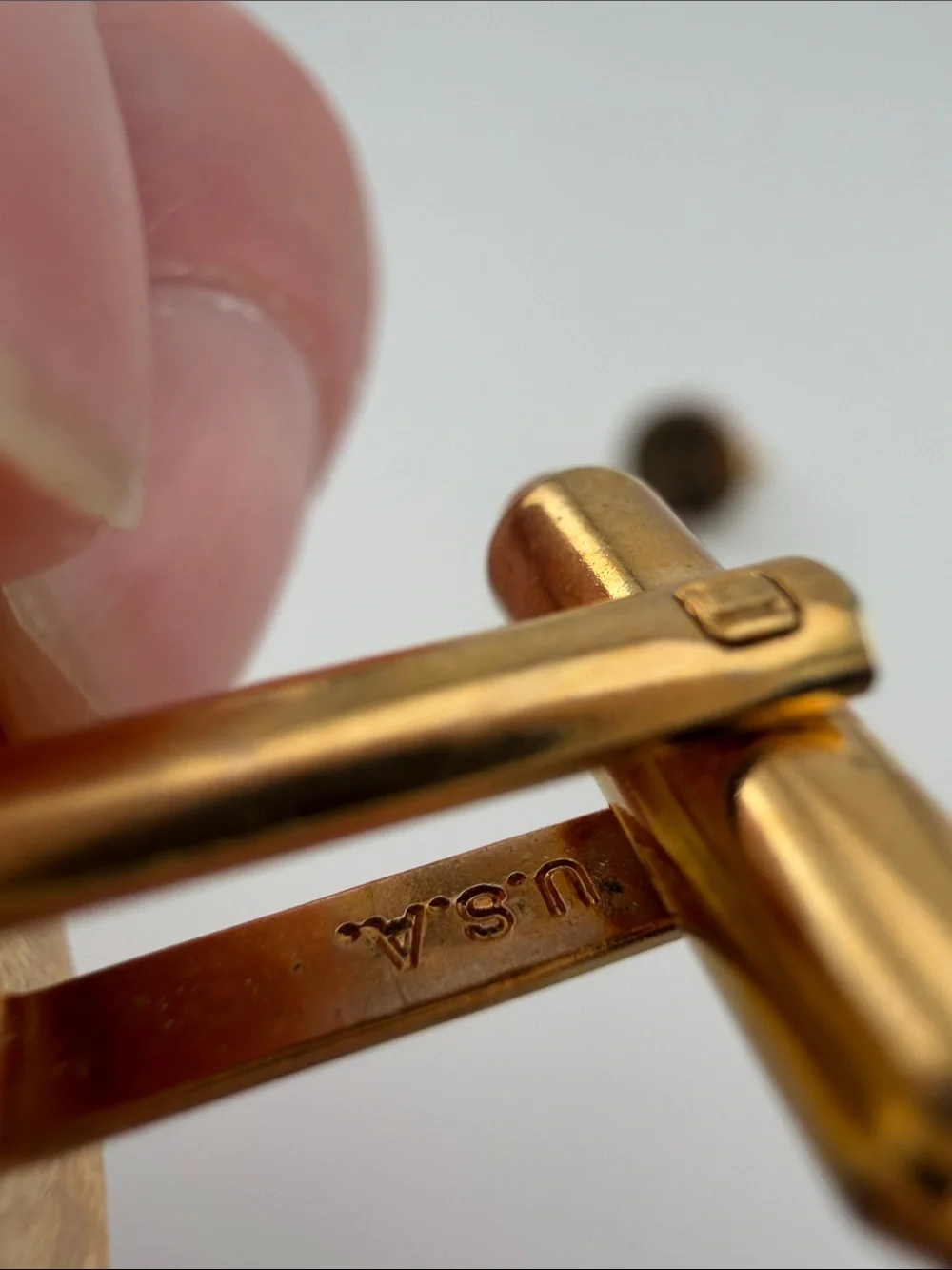 Vintage Gold-Tone and Black Fish Design Round Cufflinks - Men's Accessories